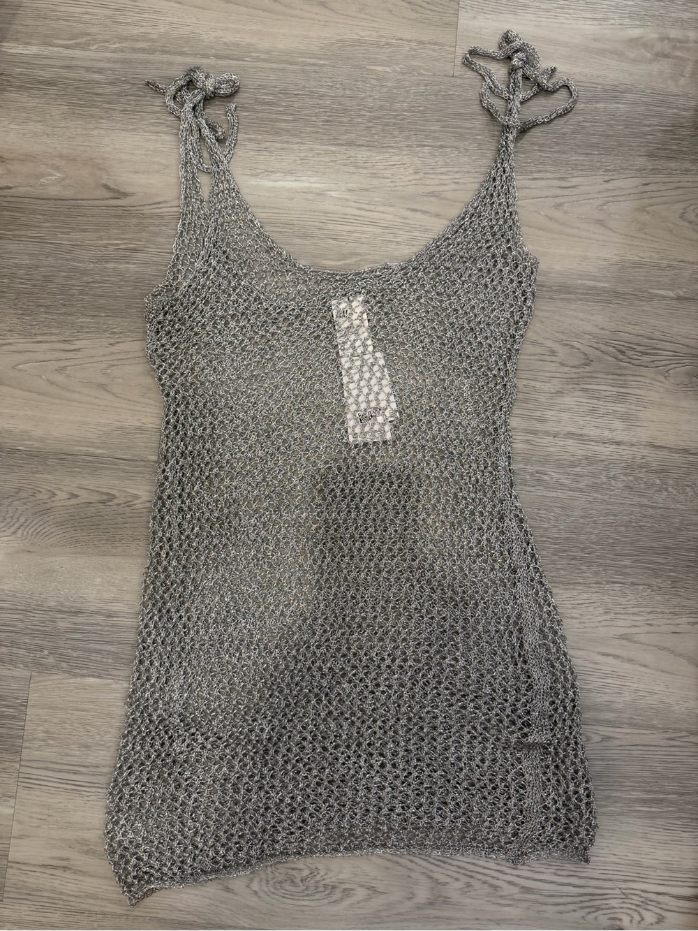 H&M Silver Knit Mesh Tie-Strap Coverup